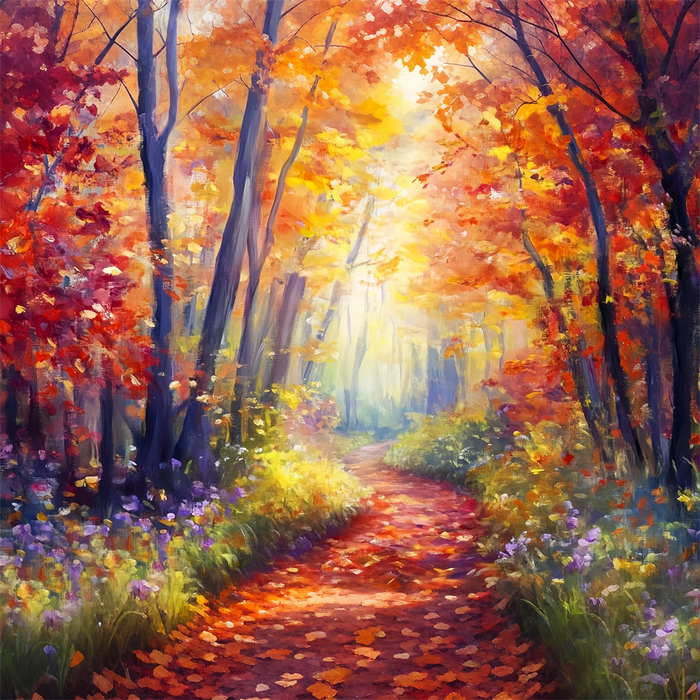 Toile de fond Photo Forêt Automne Promenade Feuille Dorée LXX57-118