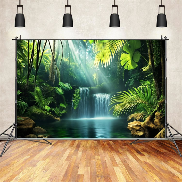 Toile de fond Forêt Jungle Cascade Émeraude LXX57-119