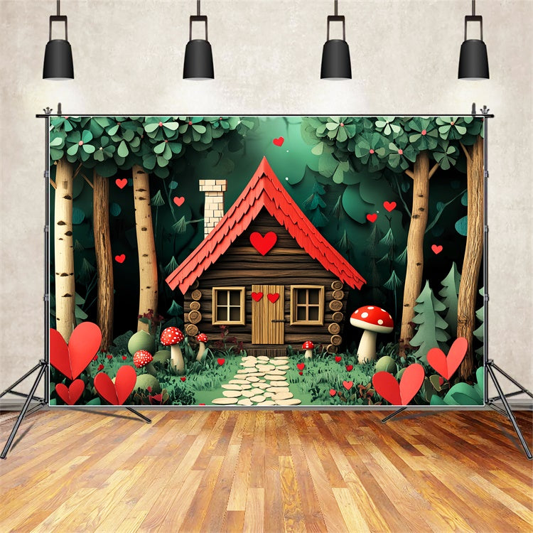 Toile de fond Photo Forêt Bois Chalet Cœur Fantaisie LXX57-122