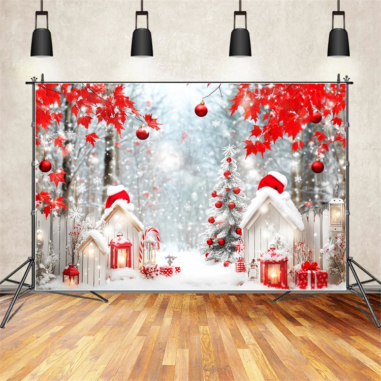 Toile de fond Photo Forêt Noël Érable Rouge Fête LXX57-124