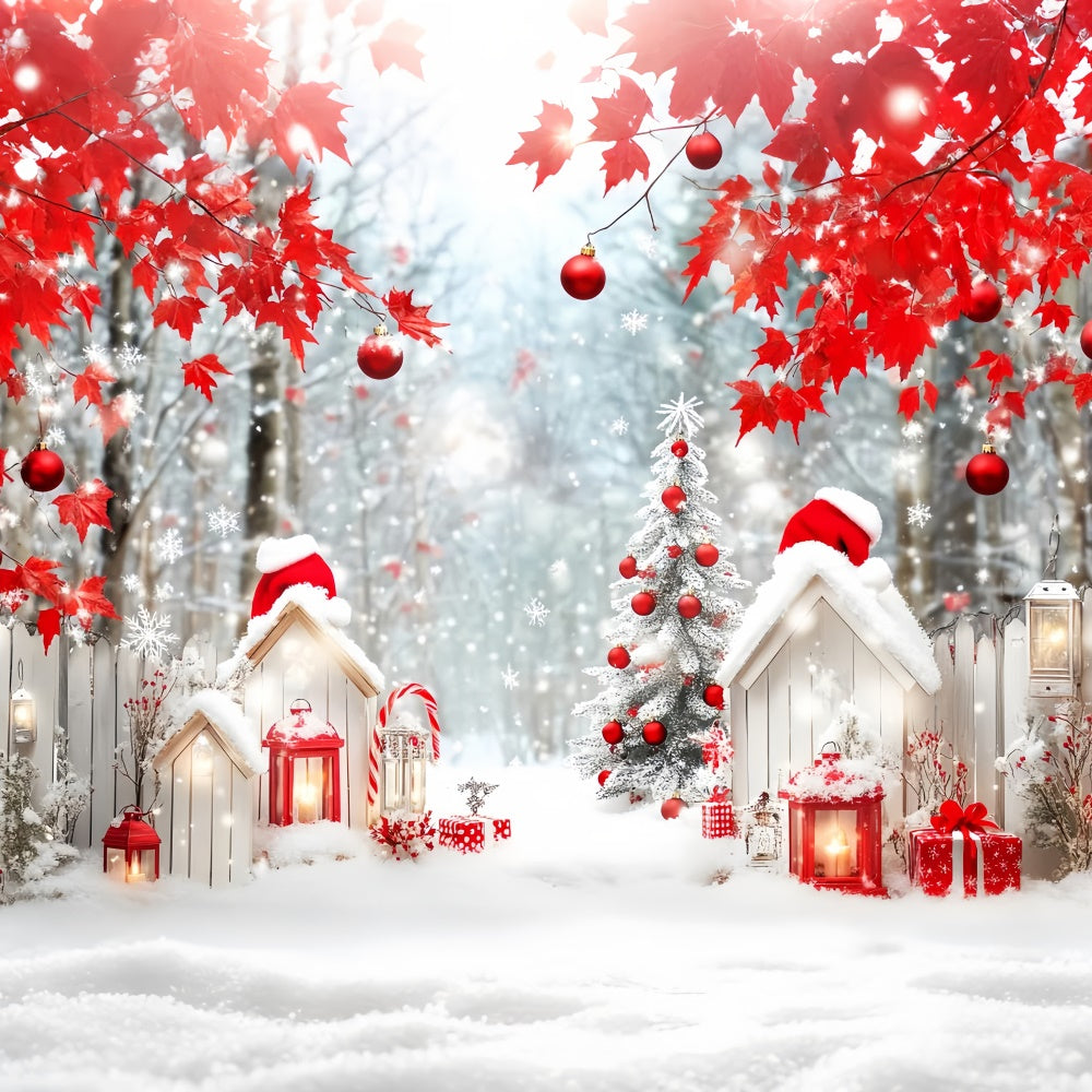 Toile de fond Photo Forêt Noël Érable Rouge Fête LXX57-124