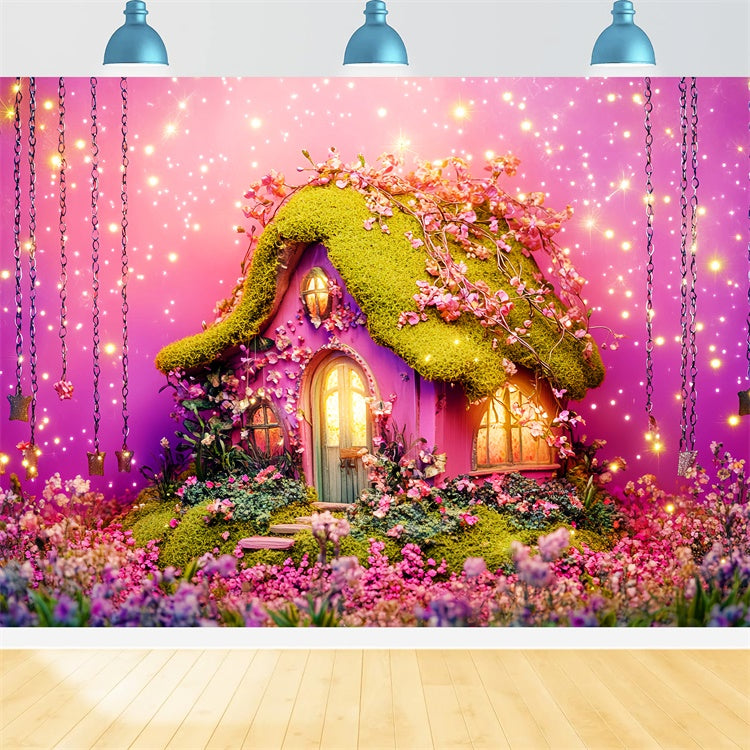 Toile de fond Photo Forêt Conte Maison Prairie Rose LXX57-126