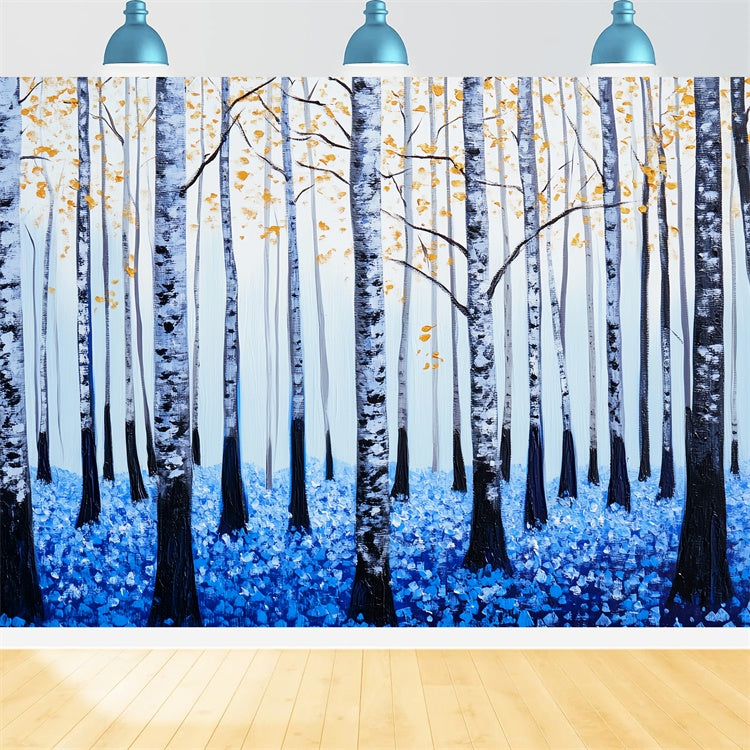 Toile de fond Forêt Photo Bouleau Pétale Bleu LXX57-127