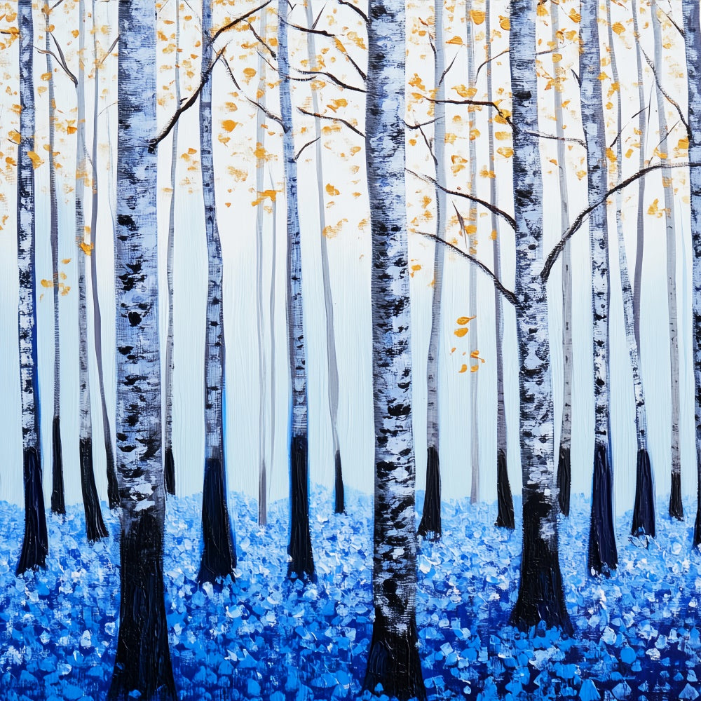 Toile de fond Forêt Photo Bouleau Pétale Bleu LXX57-127
