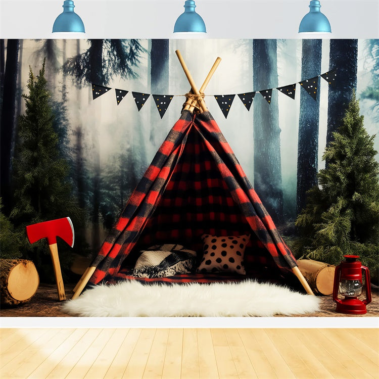 Toile de fond Photo Forêt Bois Tente Rustique LXX57-130