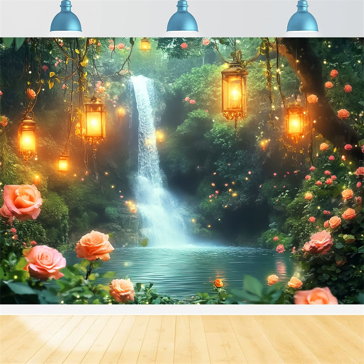 Toile de fond Forêt Fantaisie Cascade Jardin Lumineux LXX57-131