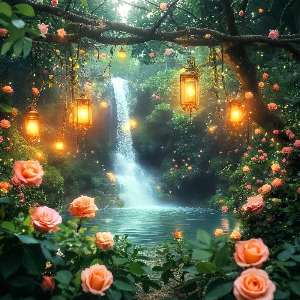 Toile de fond Forêt Fantaisie Cascade Jardin Lumineux LXX57-131
