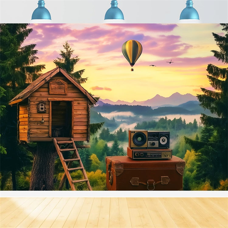 Toile de fond Forêt Ballon Vol Crête Pin LXX57-135