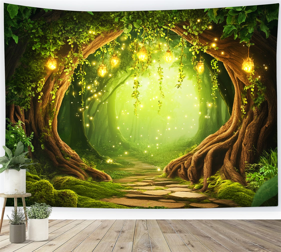 Toile de fond Photo Forêt Enchantée Arche Magie Luciole LXX57-138