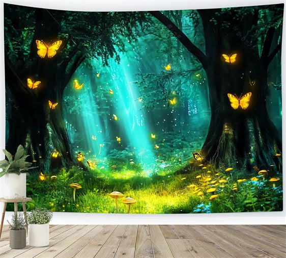 Toile de fond Photo Forêt Prairie Lueur Papillon LXX57-141