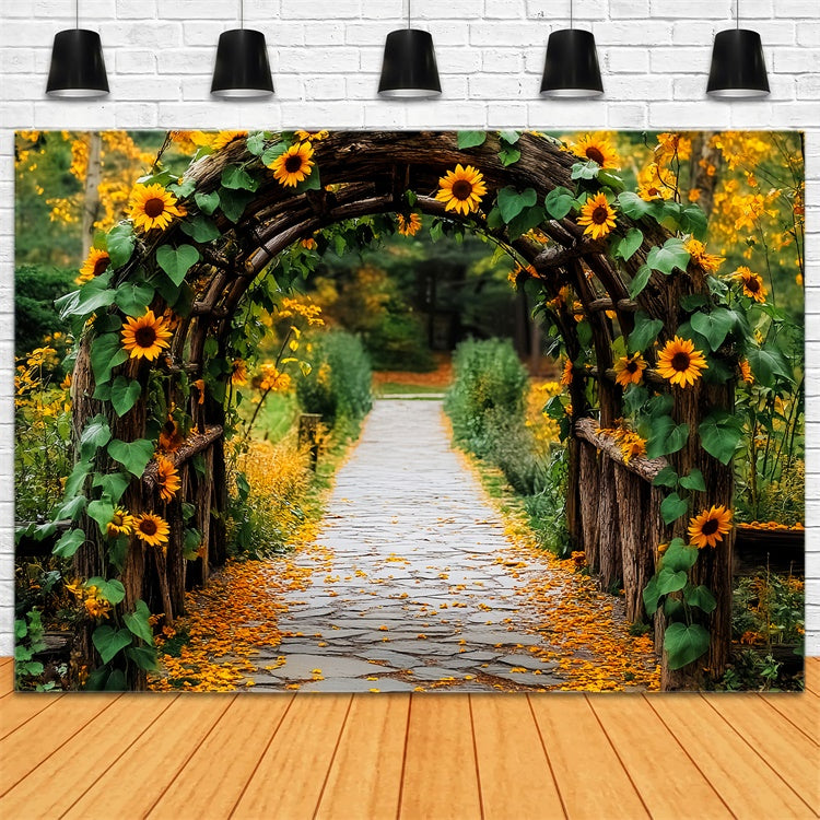 Toile de fond Automne Arche Tournesols Jardin Promenade LXX57-146