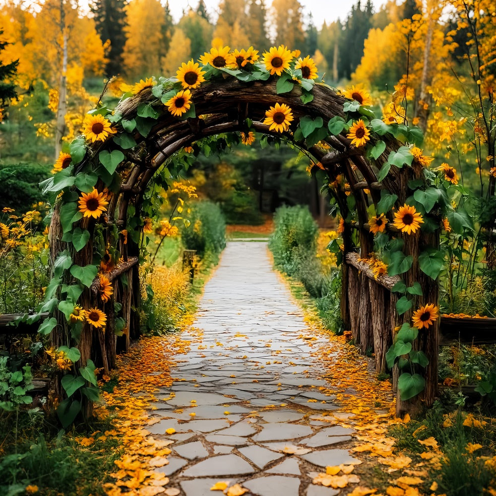 Toile de fond Automne Arche Tournesols Jardin Promenade LXX57-146