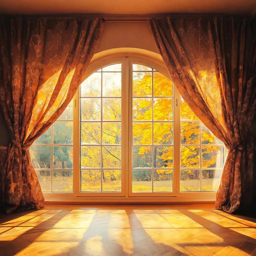 Toile de fond Photo Automne Vue Fenêtre Érable Doré LXX57-148