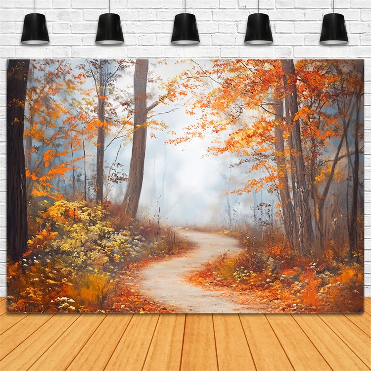 Toile de fond Automne Sentier Brumeux Érable LXX57-152