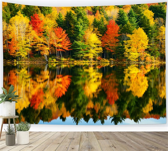 Toile de fond Automne Scène Lac Rayonnante Forêt LXX57-156