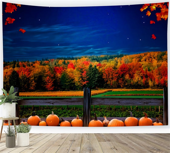 Toile de fond Automne Champ Étoilé Ferme LXX57-163