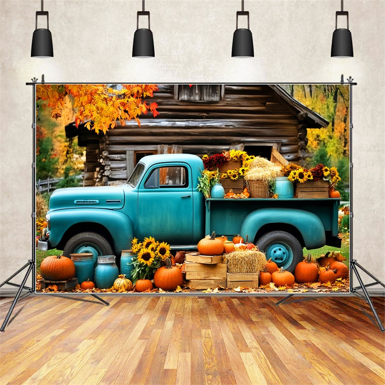 Toile de fond Photo Automne Cabane Récolte Camion LXX57-172