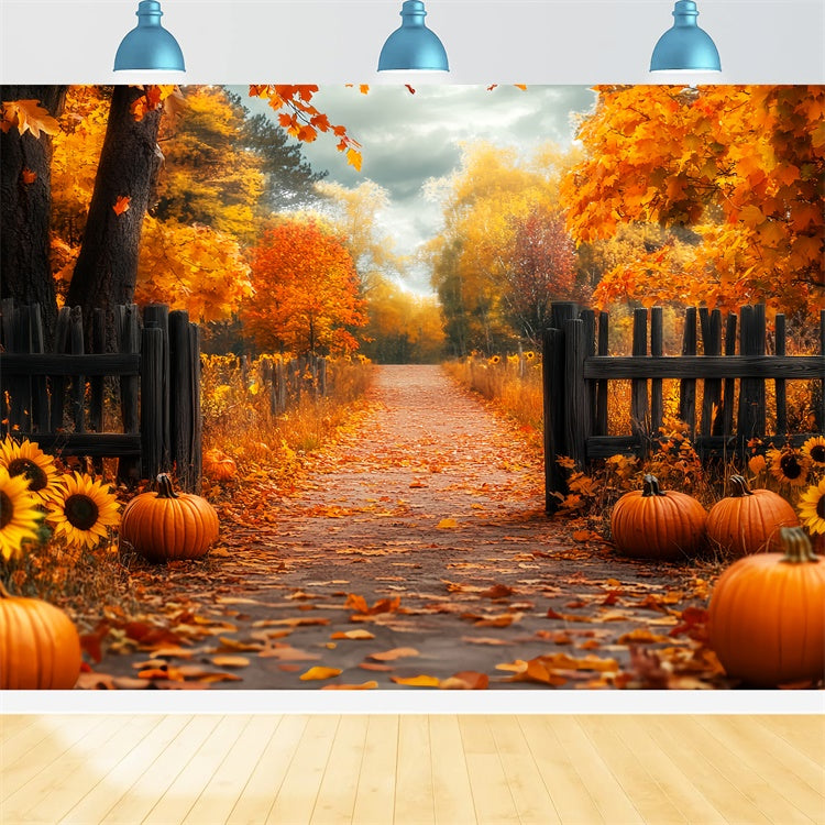 Toile de fond Photo Automne Clôture Rustique Récolte Forêt LXX57-181