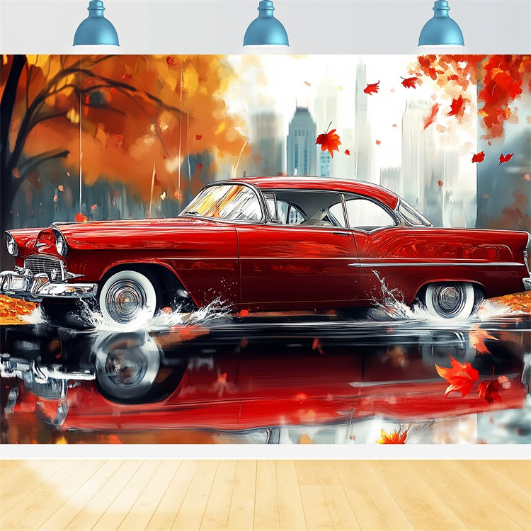 Toile de fond Photo Automne Voiture Vintage Lumière Urbaine LXX57-182