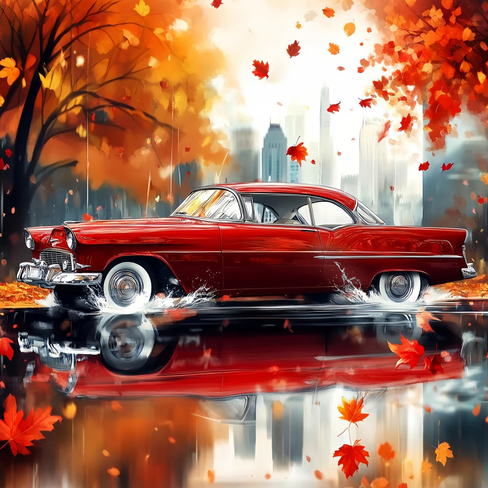 Toile de fond Photo Automne Voiture Vintage Lumière Urbaine LXX57-182