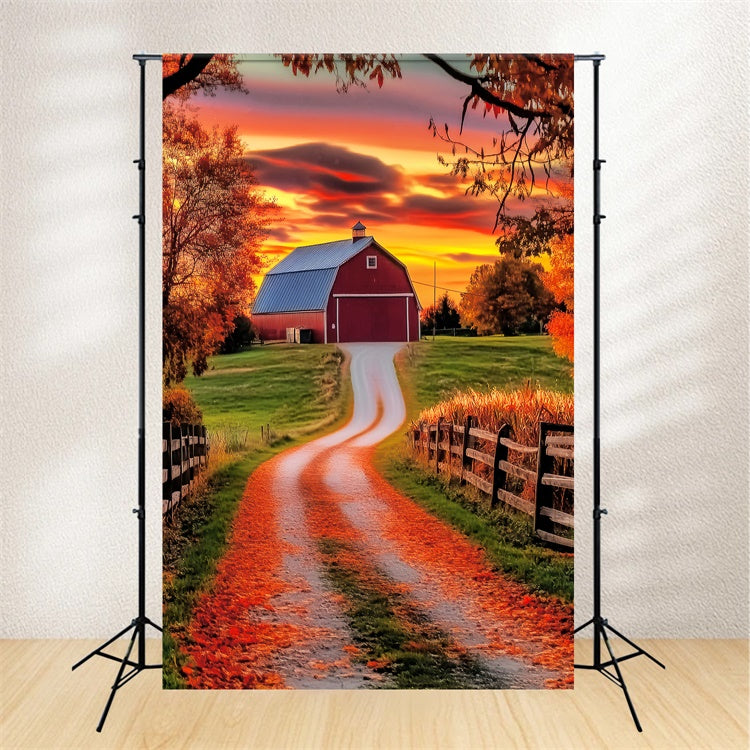 Toile de fond Photo Automne Grange Rustique Lumière Crépuscule LXX57-184