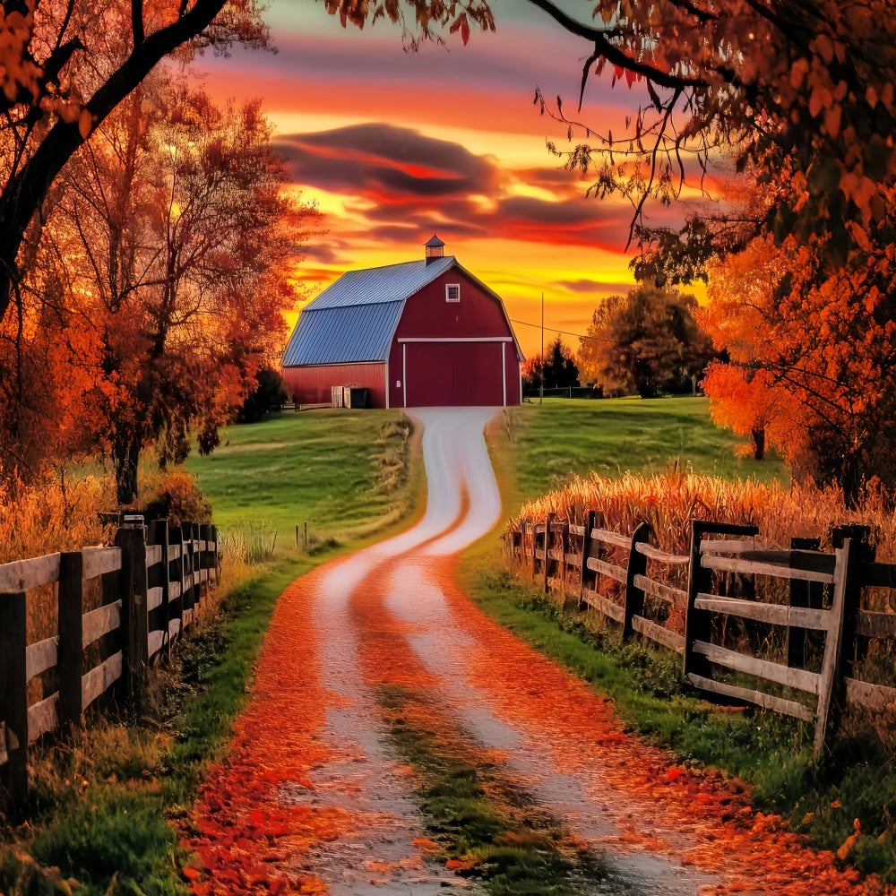 Toile de fond Photo Automne Grange Rustique Lumière Crépuscule LXX57-184