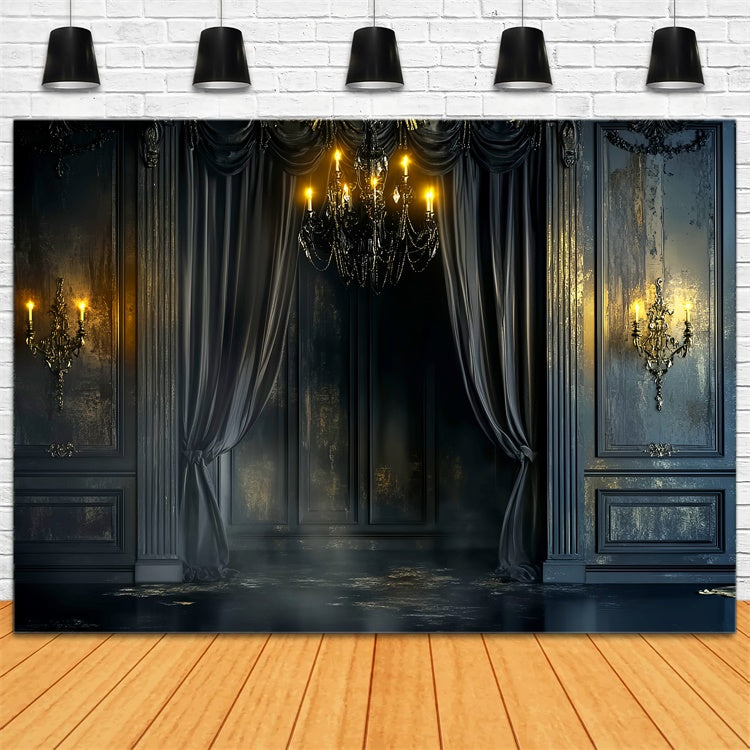 Toile de fond Vintage Baroque Velours Noir Bougies LXX57-188