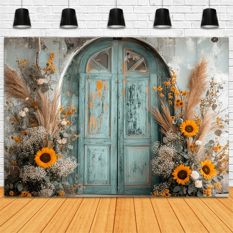 Toile de fond Vintage Porche Tournesol Usé LXX57-189