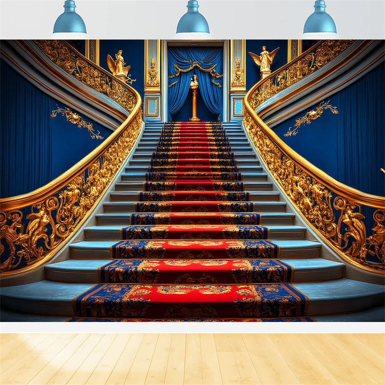 Toile de fond Vintage Escalier Bleu Royal Grandiose LXX57-234