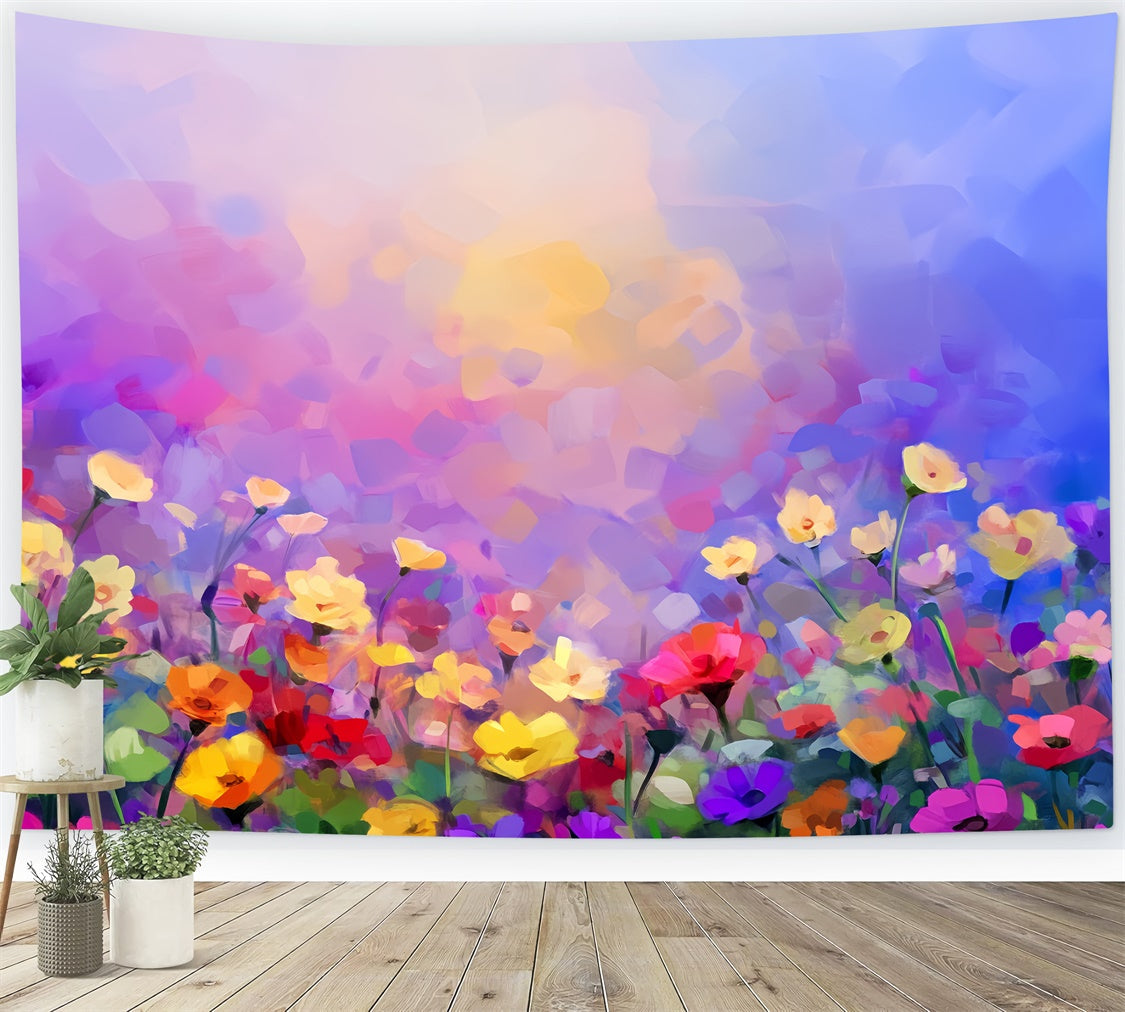 Toile de fond Portrait Champ de Fleurs Sauvages Aquarelle LXX57-272