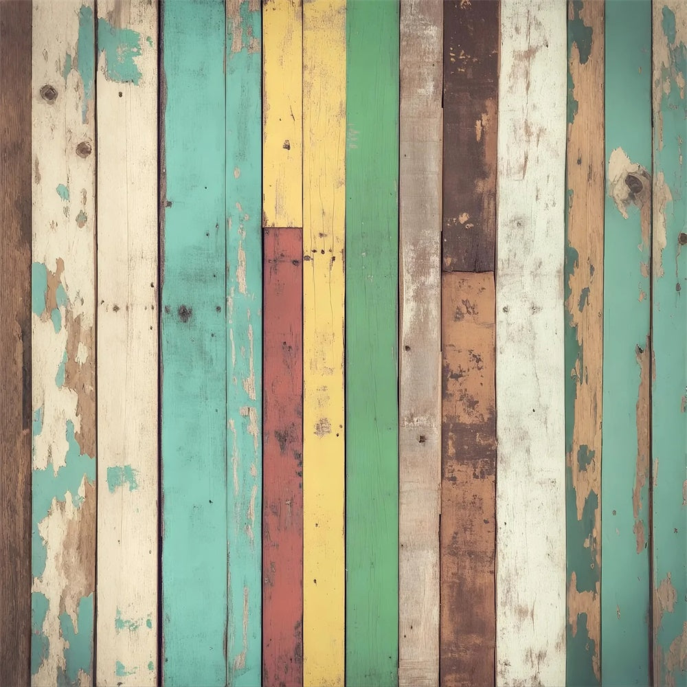 Toile de fond Bois Studio Planches Arc-en-Ciel Vieillies LXX57-291