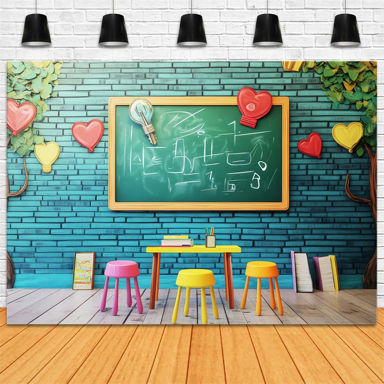 Toile de fond Rentrée des Classes Mur de Briques Apprentissage Vif LXX57-34