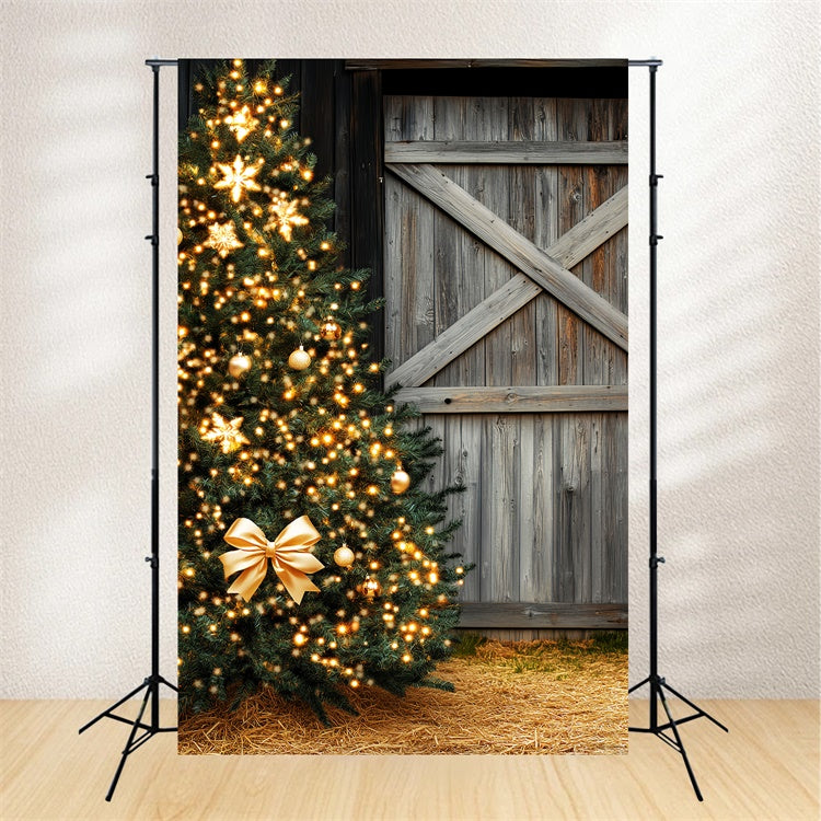 Toile de fond Bois de Grange Éclat Doré Noël LXX57-388