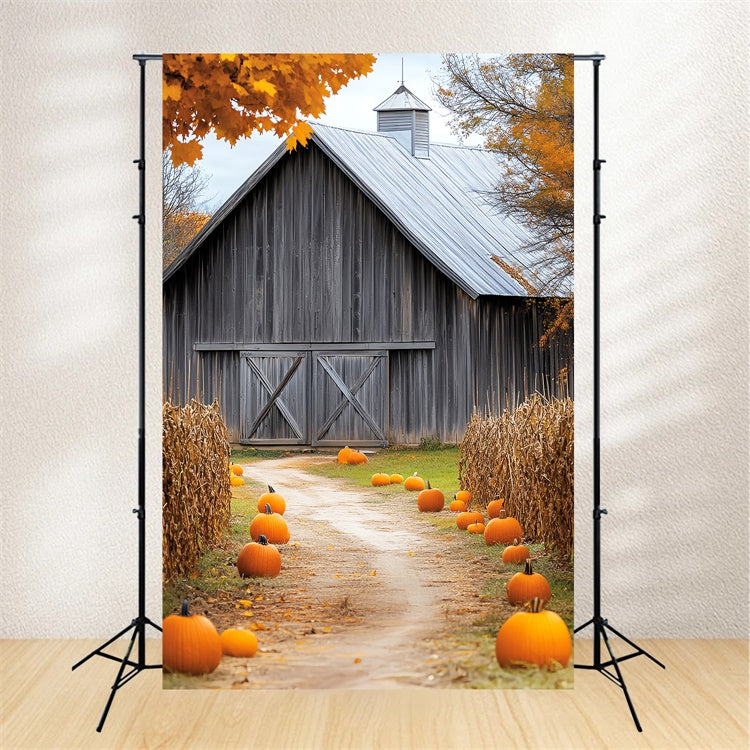 Toile de fond Grange Sentier Récolte Rustique Automne LXX57-399