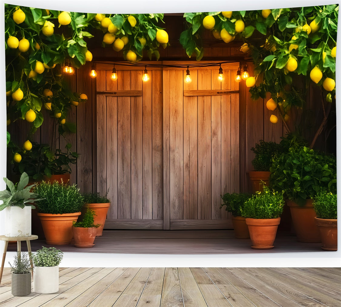 Toile de fond Photo Porte de Grange Porche Citronnier LXX57-413