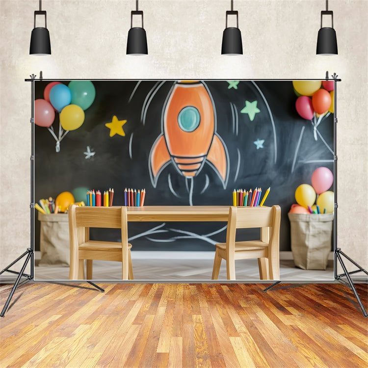 Toile de fond Tableau Noir Crayon et Ballons pour Étudier LXX57-42