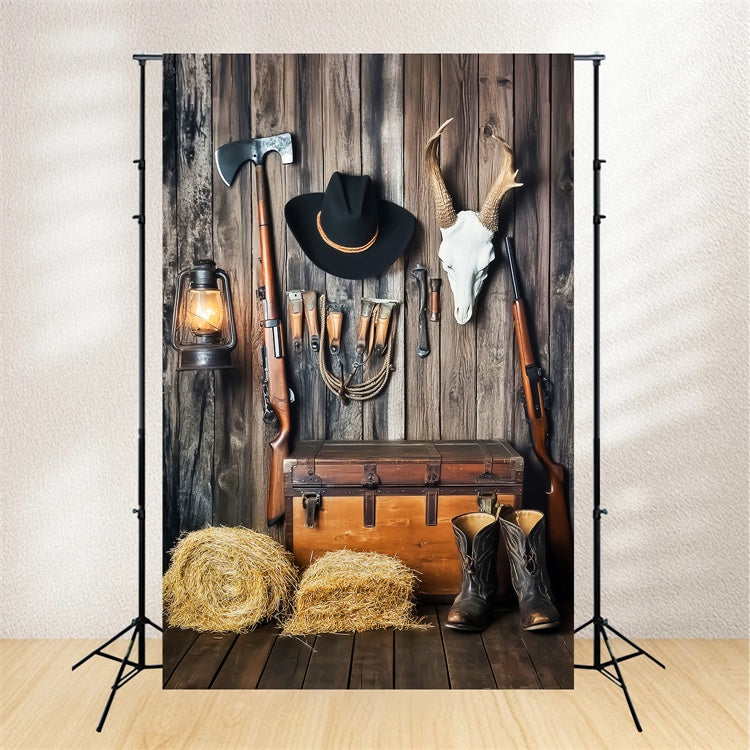 Toile de fond Grange Mur Rustique Équipement Cowboy LXX57-421