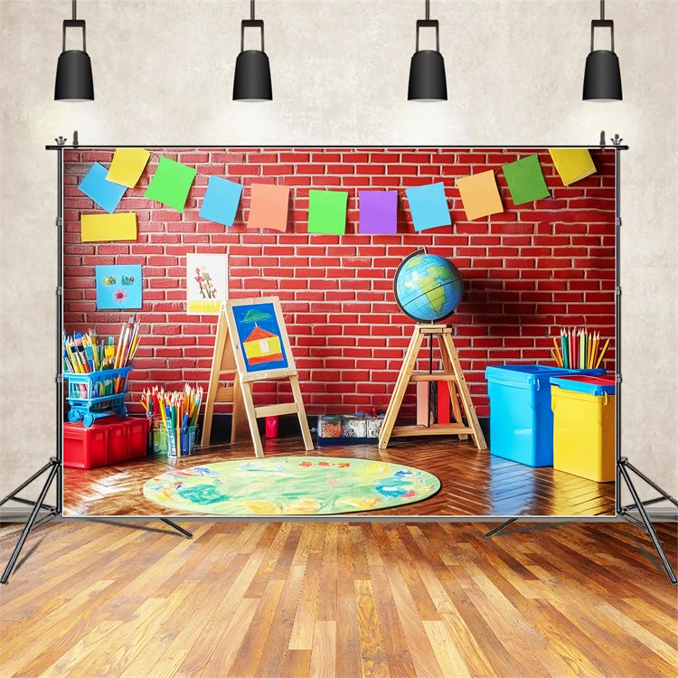 Toile de fond Photo École Mur de Briques et Créativité LXX57-43