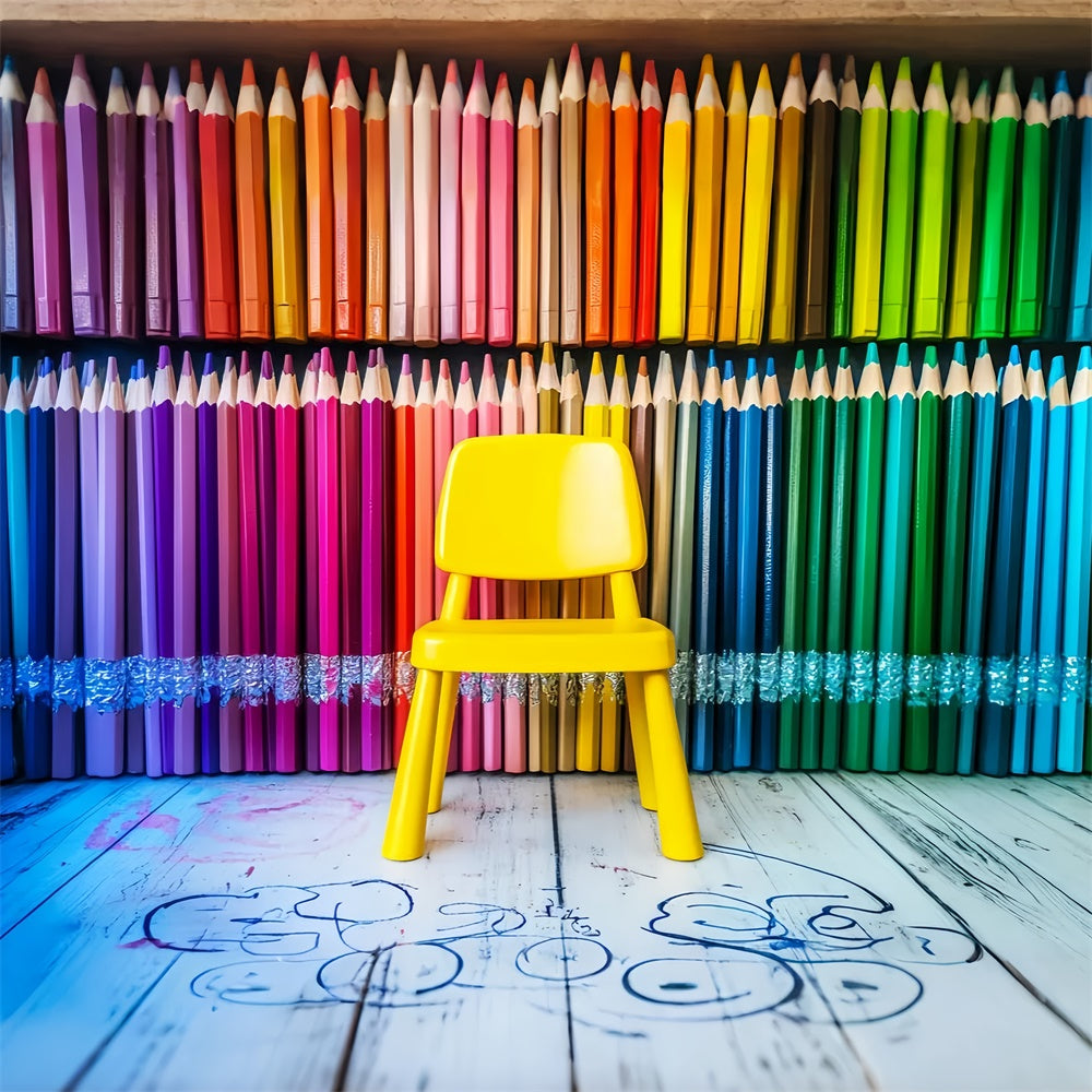Toile de fond Rentrée des Classes Siège Crayon Arc-en-ciel LXX57-53