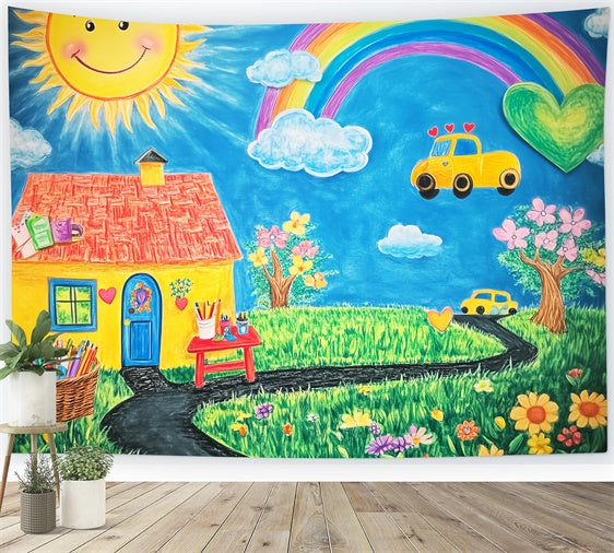 Toile de fond Scolaire Pays de l’Apprentissage Dessiné à la Main LXX57-56