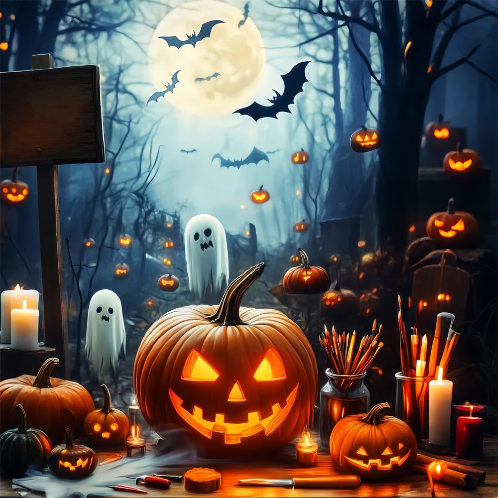 Toile de fond Photo Halloween Forêt Malicieuse au Clair de Lune LXX57-61