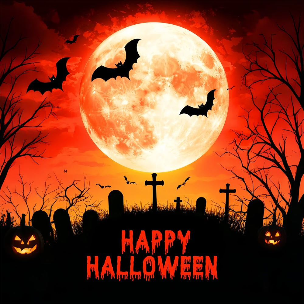 Toile de fond Photo Halloween Cimetière sous Pleine Lune LXX57-63
