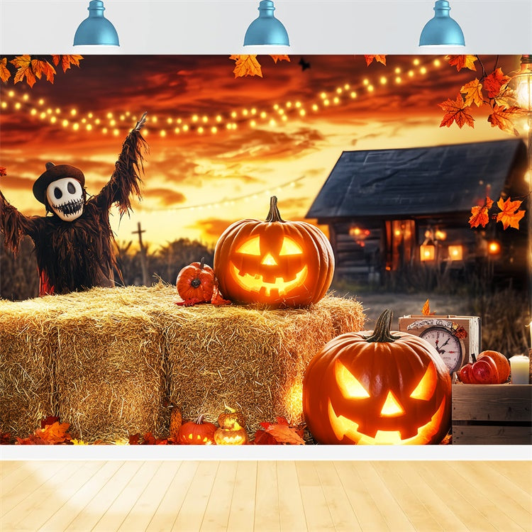 Toile de fond Halloween Hantise de la Récolte au Coucher du Soleil LXX57-84