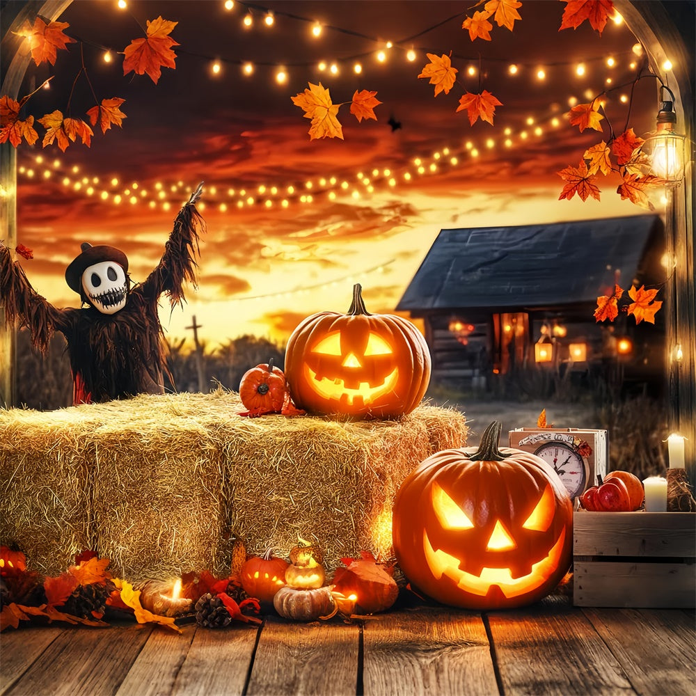 Toile de fond Halloween Hantise de la Récolte au Coucher du Soleil LXX57-84
