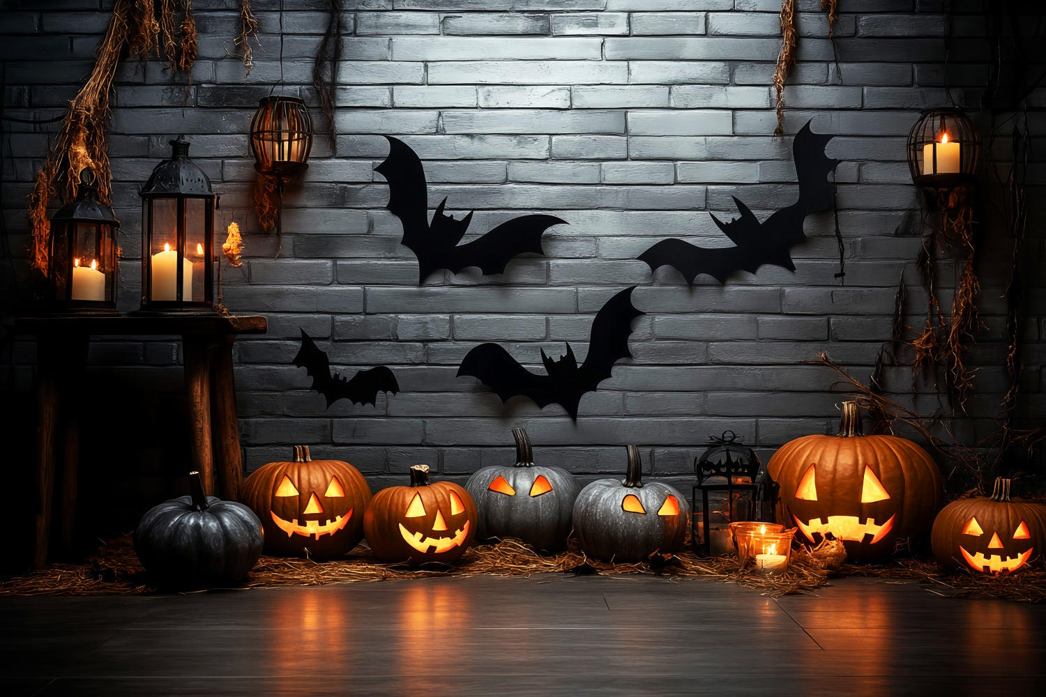 Toile de fond Photo Halloween Mur de Minuit aux Bougies LXX57-91