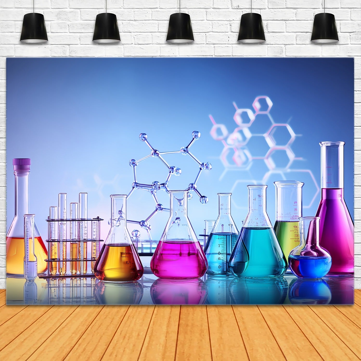 Toile de fond Chimie Flacons Colorés Structure Moléculaire Rentrée des Classes LXX58-103