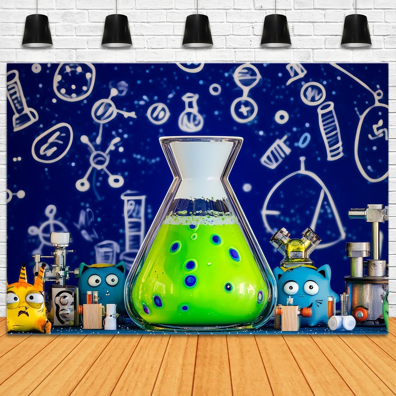 Toile de fond Chimie Monstre Dessin Animé Expérience Scientifique Rentrée des Classes LXX58-107