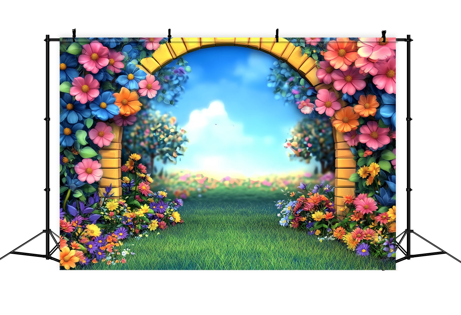 Toile de fond Maternelle Arche de Jardin Dessin Animé Fleur Colorées Rentrée LXX58-138