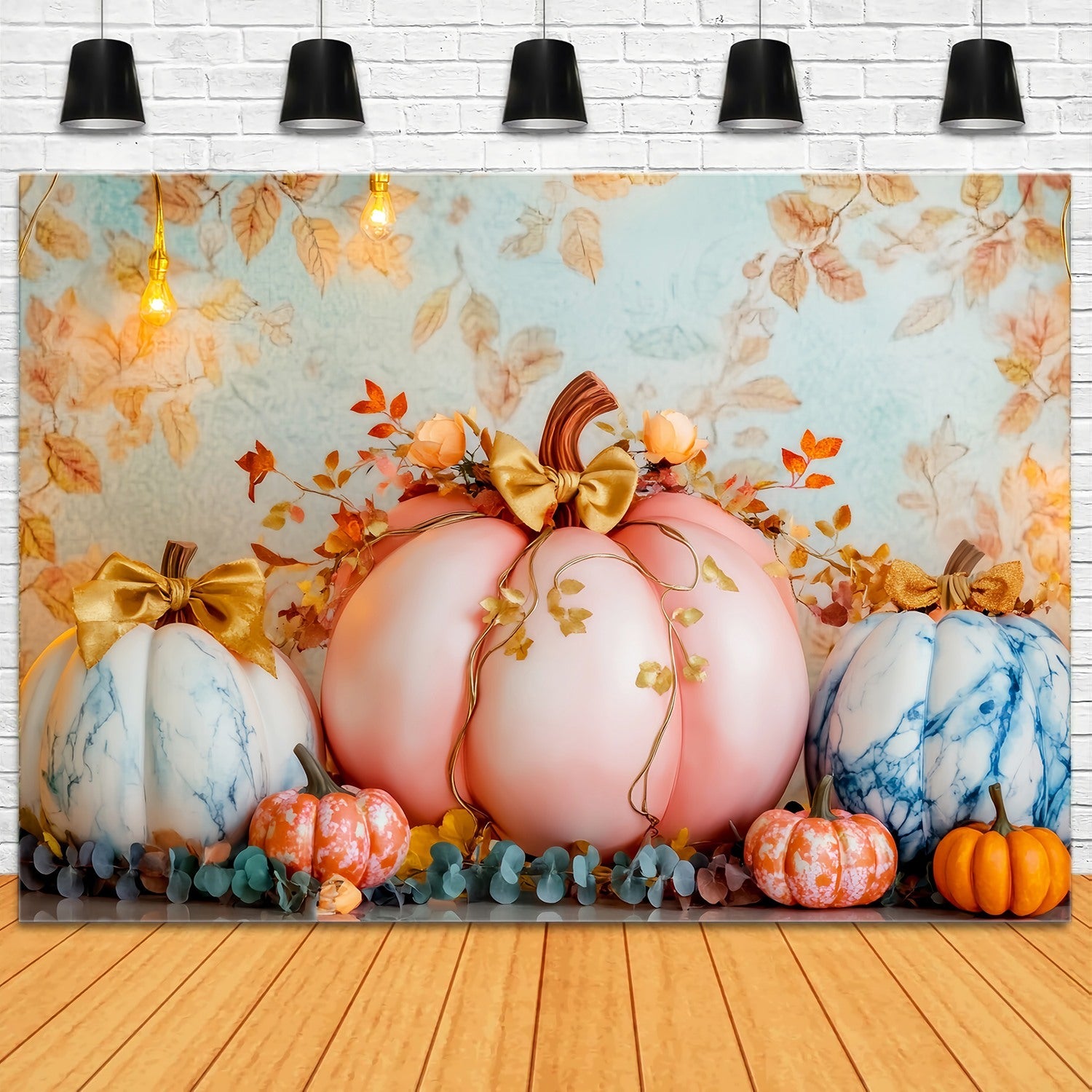 Fond Photo Automne Arrangement Floral Citrouille Pastel LXX58-154