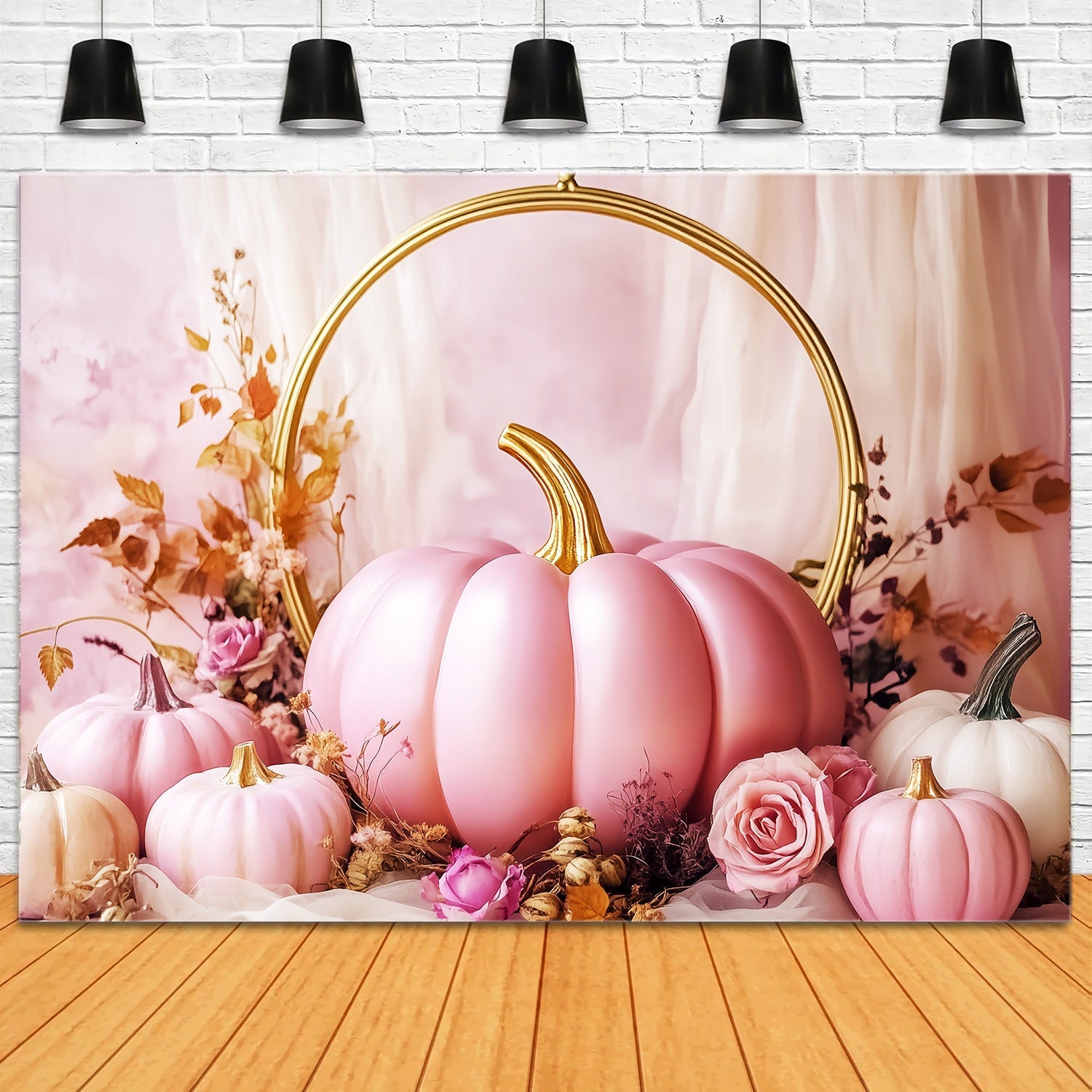 Fond Photo Automne Élégance Rose Citrouille Poudrée LXX58-158